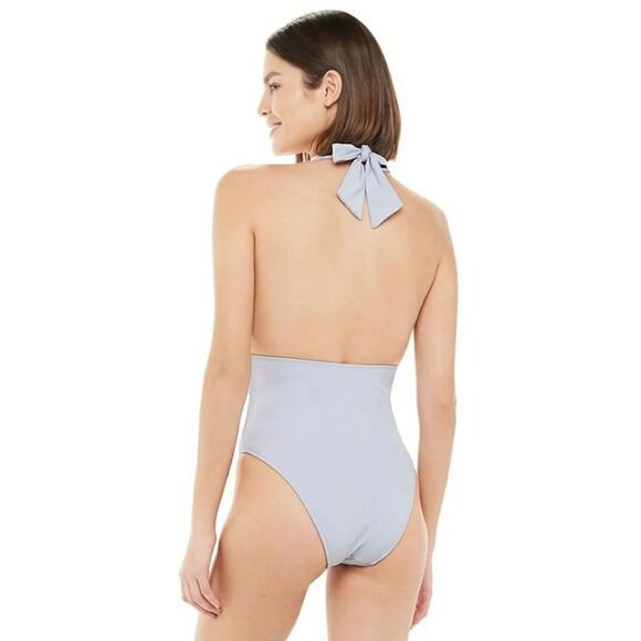 WeWoreWhat Brooklyn Halter One-Piece Swimsuit Blue Floral We Wore What - Picture 3 of 5